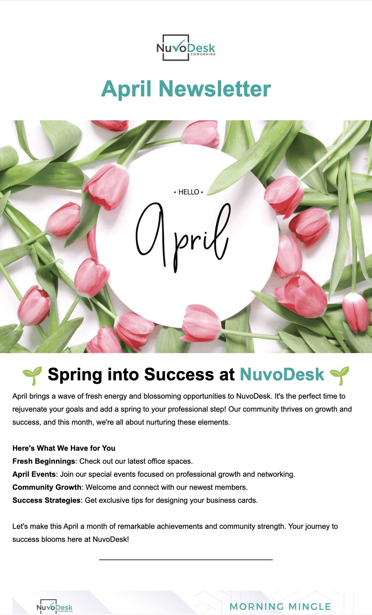 april email from nuvodesk newsletter
